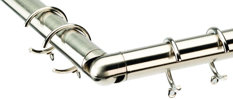 Curtain pole elbow joiner corner close up