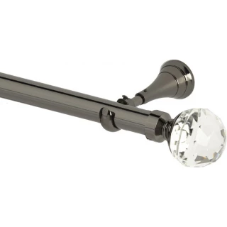 Rolls Neo Premium 28mm Clear Faceted Ball Black Nickel Cup Bracket Metal Eyelet Curtain Pole