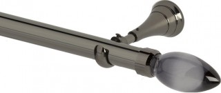 Rolls Neo Premium 28mm Smoke Grey Teardrop Black Nickel Cup Bracket Metal Eyelet Curtain Pole