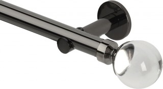 Rolls Neo Premium 28mm Clear Ball Black Nickel Cylinder Bracket Metal Eyelet Curtain Pole