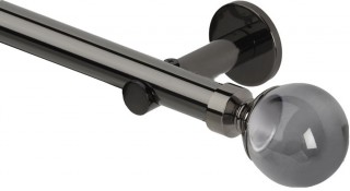 Rolls Neo Premium 28mm Smoke Grey Ball Black Nickel Cylinder Bracket Metal Eyelet Curtain Pole