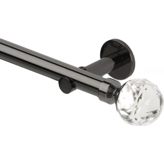 Rolls Neo Premium 28mm Clear Faceted Ball Black Nickel Cylinder Bracket Metal Eyelet Curtain Pole
