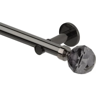 Rolls Neo Premium 28mm Smoke Grey Faceted Ball Black Nickel Cylinder Bracket Metal Eyelet Curtain Pole