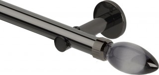 Rolls Neo Premium 28mm Smoke Grey Teardrop Black Nickel Cylinder Bracket Metal Eyelet Curtain Pole