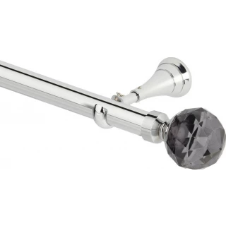 Rolls Neo Premium 28mm Smoke Grey Faceted Ball Chrome Cup Bracket Metal Eyelet Curtain Pole