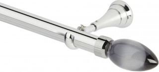 Rolls Neo Premium 28mm Smoke Grey Teardrop Chrome Cup Bracket Metal Eyelet Curtain Pole