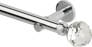 Rolls Neo Premium 28mm Clear Faceted Ball Chrome Cylinder Bracket Metal Eyelet Curtain Pole