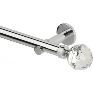 Rolls Neo Premium 28mm Clear Faceted Ball Chrome Cylinder Bracket Metal Eyelet Curtain Pole