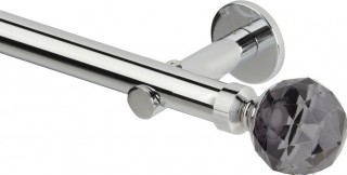 Rolls Neo Premium 28mm Smoke Grey Faceted Ball Chrome Cylinder Bracket Metal Eyelet Curtain Pole