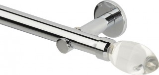 Rolls Neo Premium 28mm Clear Teardrop Chrome Cylinder Bracket Metal Eyelet Curtain Pole