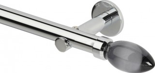 Rolls Neo Premium 28mm Smoke Grey Teardrop Chrome Cylinder Bracket Metal Eyelet Curtain Pole