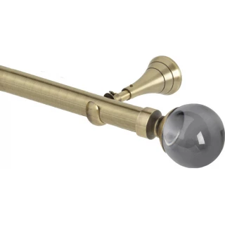 Rolls Neo Premium 28mm Smoke Grey Ball Spun Brass Cup Bracket Metal Eyelet Curtain Pole