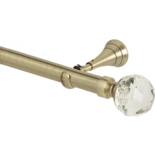 Rolls Neo Premium 28mm Clear Faceted Ball Spun Brass Cup Bracket Metal Eyelet Curtain Pole