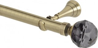 Rolls Neo Premium 28mm Smoke Grey Faceted Ball Spun Brass Cup Bracket Metal Eyelet Curtain Pole