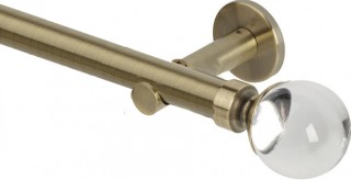 Rolls Neo Premium 28mm Clear Ball Spun Brass Cylinder Bracket Metal Eyelet Curtain Pole