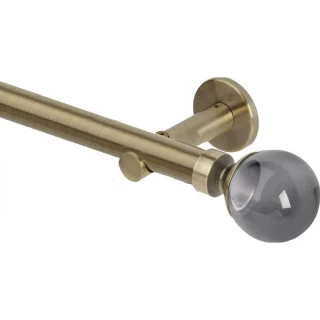 Rolls Neo Premium 28mm Smoke Grey Ball Spun Brass Cylinder Bracket Metal Eyelet Curtain Pole