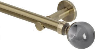 Rolls Neo Premium 28mm Smoke Grey Ball Spun Brass Cylinder Bracket Metal Eyelet Curtain Pole