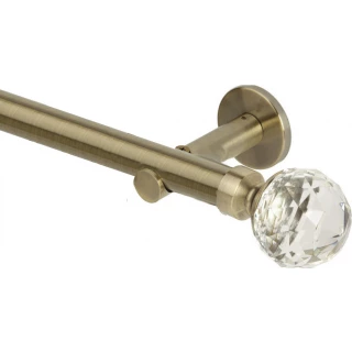 Rolls Neo Premium 28mm Clear Faceted Ball Spun Brass Cylinder Bracket Metal Eyelet Curtain Pole