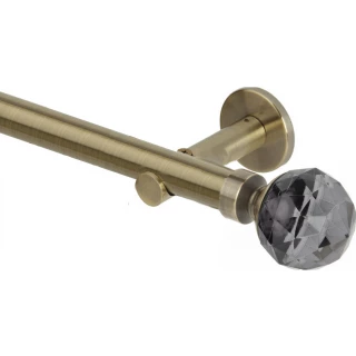 Rolls Neo Premium 28mm Smoke Grey Faceted Ball Spun Brass Cylinder Bracket Metal Eyelet Curtain Pole