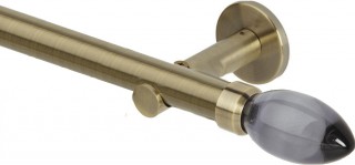 Rolls Neo Premium 28mm Smoke Grey Teardrop Spun Brass Cylinder Bracket Metal Eyelet Curtain Pole