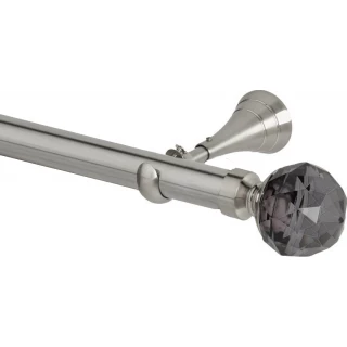 Rolls Neo Premium 28mm Smoke Grey Faceted Ball Stainless Steel Cup Bracket Metal Eyelet Curtain Pole