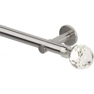 Rolls Neo Premium 28mm Clear Faceted Ball Stainless Steel Cylinder Bracket Metal Eyelet Curtain Pole