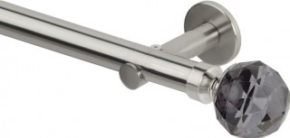 Rolls Neo Premium 28mm Smoke Grey Faceted Ball Stainless Steel Cylinder Bracket Metal Eyelet Curtain Pole
