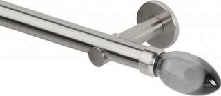 Rolls Neo Premium 28mm Smoke Grey Teardrop Stainless Steel Cylinder Bracket Metal Eyelet Curtain Pole