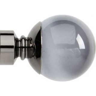 Rolls Neo Premium 28mm Smoke Grey Ball Black Nickel Crystal Finials (Pair)