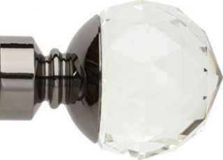 Rolls Neo Premium 28mm Clear Faceted Ball Black Nickel Crystal Finials (Pair)