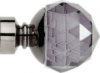 Rolls Neo Premium 28mm Smoke Grey Faceted Ball Black Nickel Crystal Finials (Pair)