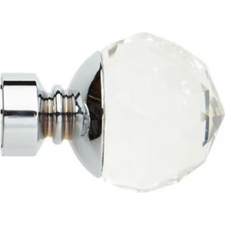 Rolls Neo Premium 28mm Clear Faceted Ball Chrome Crystal Finials (Pair)