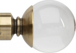 Rolls Neo Premium 28mm Clear Ball Spun Brass Crystal Finials (Pair)