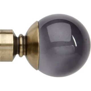 Rolls Neo Premium 28mm Smoke Grey Ball Spun Brass Crystal Finials (Pair)