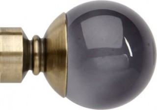 Rolls Neo Premium 28mm Smoke Grey Ball Spun Brass Crystal Finials (Pair)