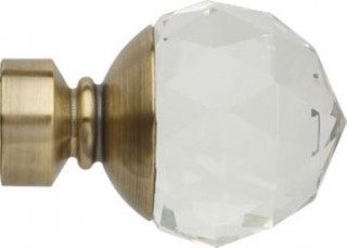 Rolls Neo Premium 28mm Clear Faceted Ball Spun Brass Crystal Finials (Pair)