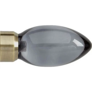 Rolls Neo Premium 28mm Smoke Grey Teardrop Spun Brass Crystal Finials (Pair)