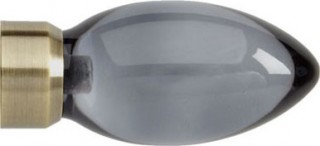 Rolls Neo Premium 28mm Smoke Grey Teardrop Spun Brass Crystal Finials (Pair)