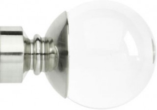Rolls Neo Premium 28mm Clear Ball Stainless Steel Crystal Finials (Pair)