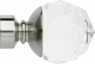 Rolls Neo Premium 28mm Clear Faceted Ball Stainless Steel Crystal Finials (Pair)