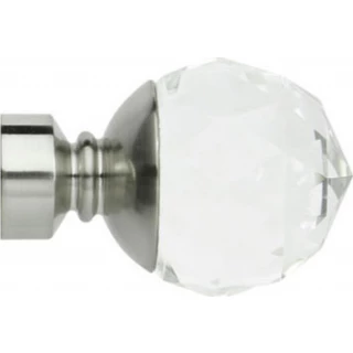 Rolls Neo Premium 28mm Clear Faceted Ball Stainless Steel Crystal Finials (Pair)