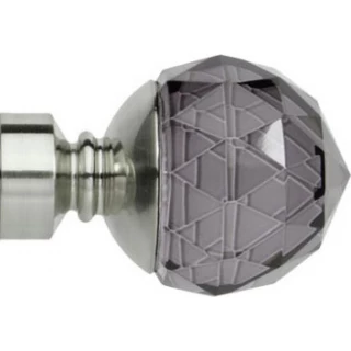Rolls Neo Premium 28mm Smoke Grey Faceted Ball Stainless Steel Crystal Finials (Pair)