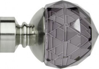 Rolls Neo Premium 28mm Smoke Grey Faceted Ball Stainless Steel Crystal Finials (Pair)