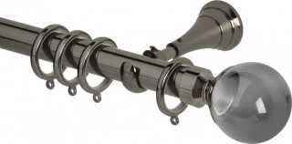 Rolls Neo Premium 28mm Smoke Grey Ball Black Nickel Cup Bracket Metal Curtain Pole
