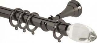 Rolls Neo Premium 28mm Clear Teardrop Black Nickel Cup Bracket Metal Curtain Pole