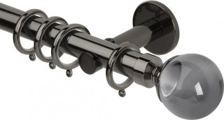 Rolls Neo Premium 28mm Smoke Grey Ball Black Nickel Cylinder Bracket Metal Curtain Pole