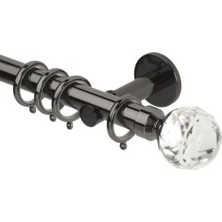 Rolls Neo Premium 28mm Clear Faceted Ball Black Nickel Cylinder Bracket Metal Curtain Pole