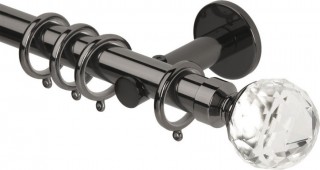 Rolls Neo Premium 28mm Clear Faceted Ball Black Nickel Cylinder Bracket Metal Curtain Pole