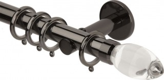 Rolls Neo Premium 28mm Clear Teardrop Black Nickel Cylinder Bracket Metal Curtain Pole