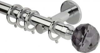 Rolls Neo Premium 28mm Smoke Grey Faceted Ball Chrome Cylinder Bracket Metal Curtain Pole